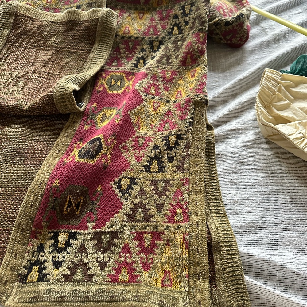 Soft Surroundings Multicolor Tapestry Long Sleeve Maxi Length Buttoned Cardigan - Picture 9 of 13
